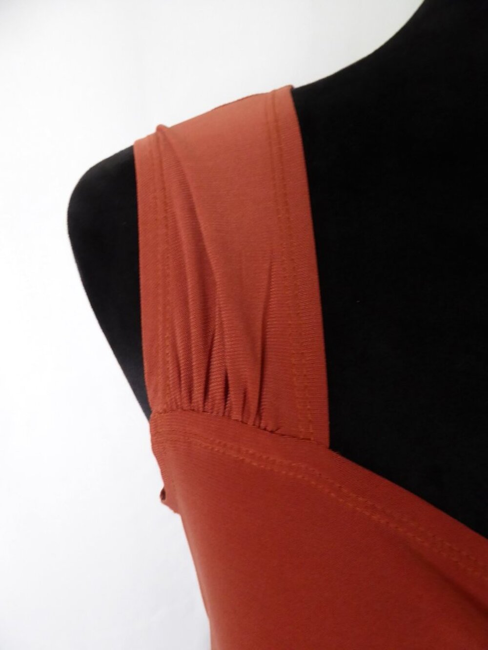 WOMENS VINTAGE SUZIE BRAND STRETCH RUST BURNT ORANGE SLEEVELESS SHIRT TOP LARGE - Picture 3 of 9
